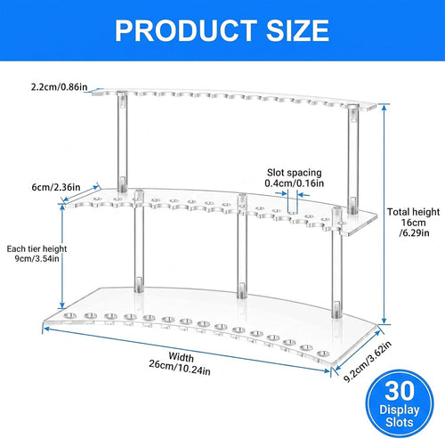 2-Tier Acrylic Pen Display Stand 30 Slot Pen Holder Organizer for Pens Makeup Brushes Art Supplies