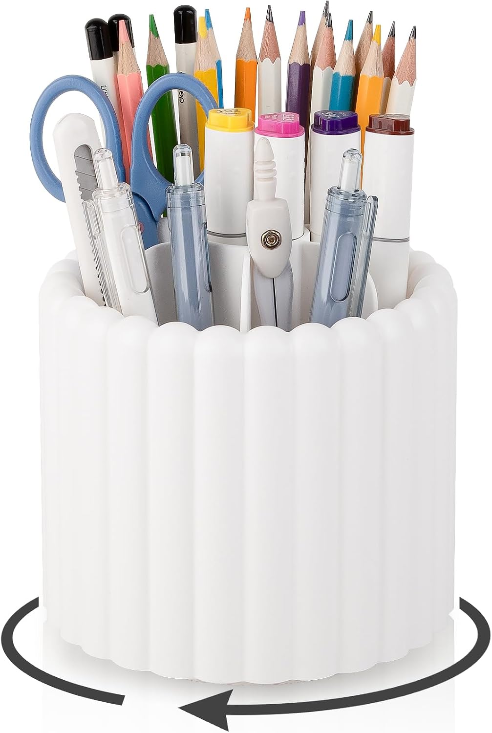 Anyoifax Rotating Pen Holder for Desk Removable Pencil Cup, Small White