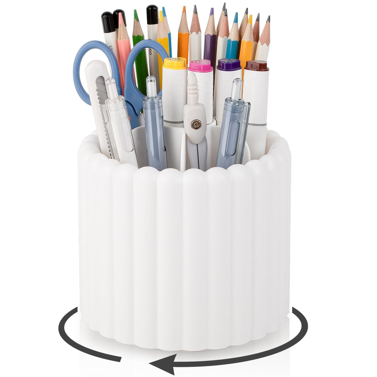 Anyoifax Rotating Pen Holder for Desk Removable Pencil Cup, Small White