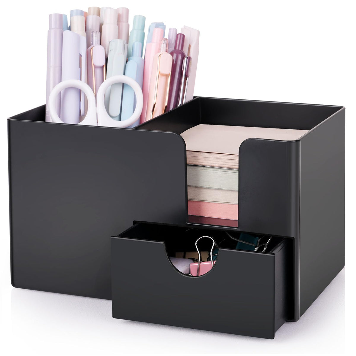 SKYDUE Small Desk Organizer with Sticky Notes Holder,Pen Holder for Desk