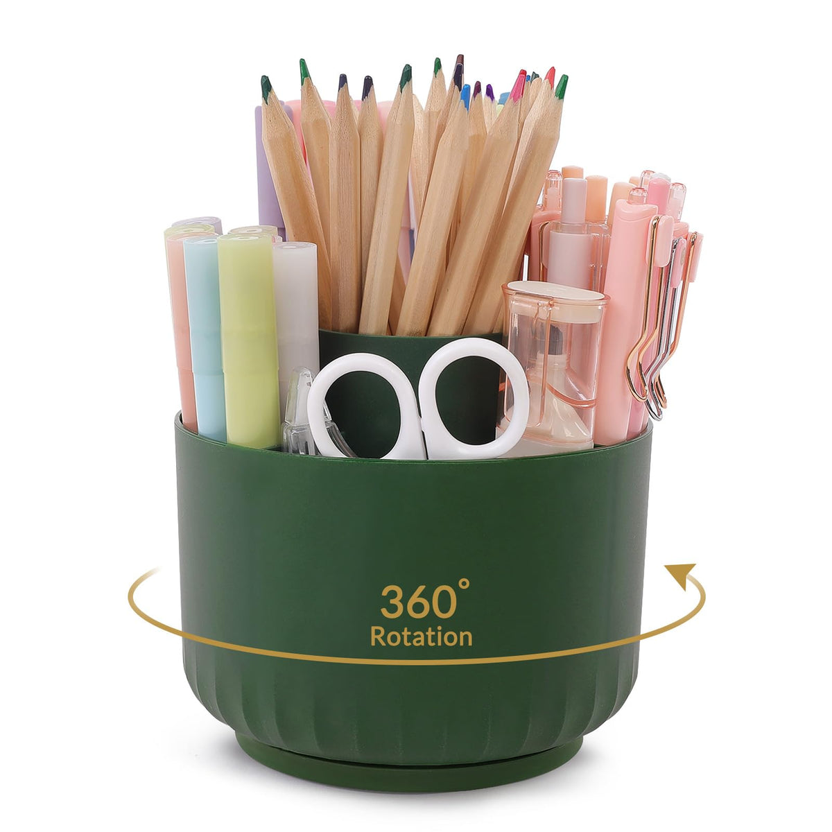 SKYDUE 360 Degree Rotating Pencil Pen Holder for Desk, Dual-Purpose Desk Organizer, Rotating Pencil Cup with 5 Slots, Office Supplies, Desk Decor for Office, School, Home