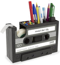 Cassette Tape Dispenser Pen Holder Vase Pencil Pot Stationery Desk Tidy Container Office Stationery Supplier Gift-onepalace (Black)