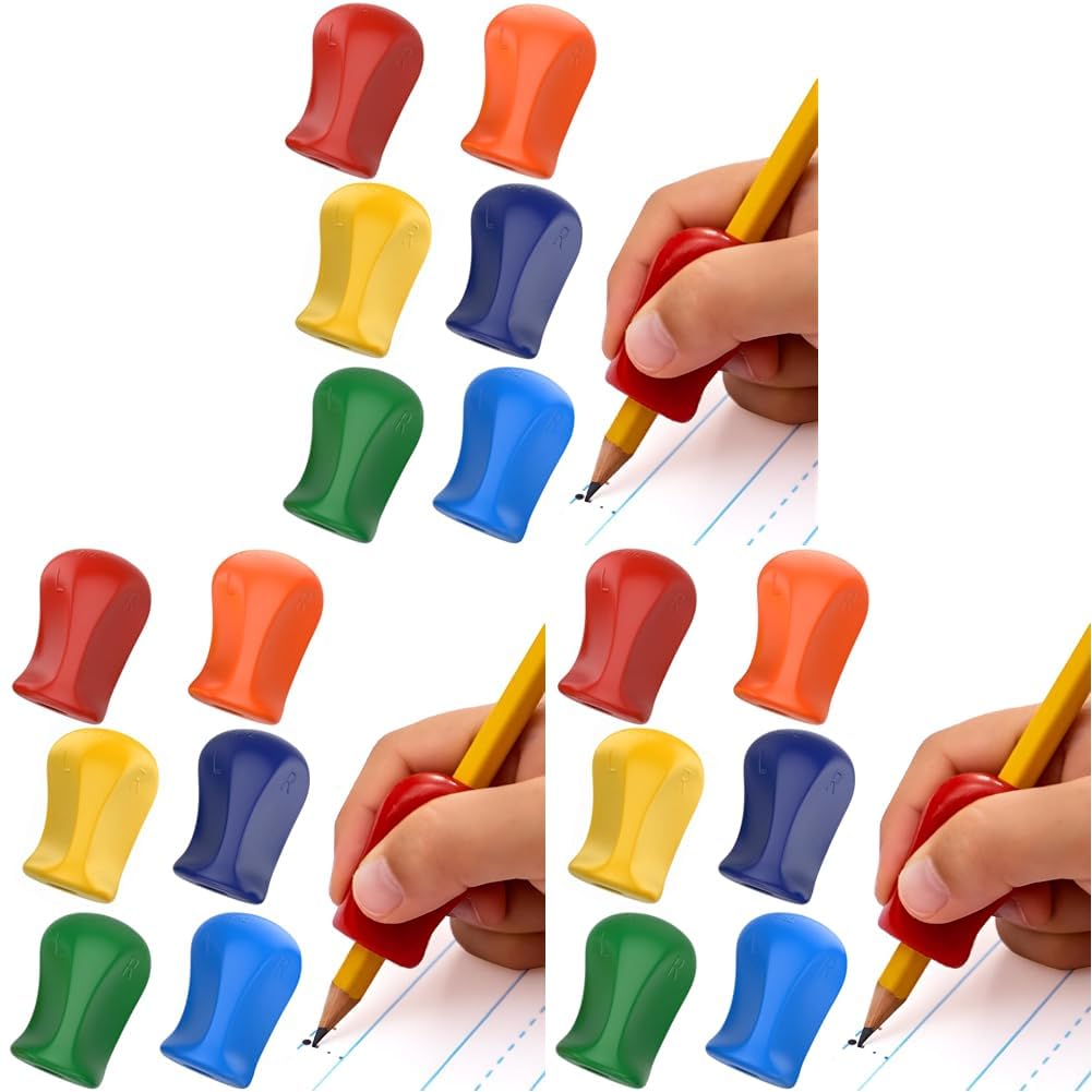 The Pencil Grip Original Pencil Grippers 6 Pcs, Improves Kids Handwriting, Ergonomic Pen Holder for Righties & Lefties, Ideal for Kids, Toddlers, Adults, Writing Tool with Finger Cushion