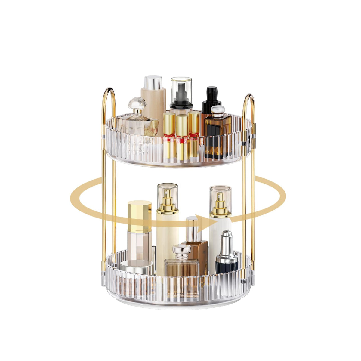 MOKANI 360 Rotating Makeup Organizer for Vanity, 3 Tier Perfume Organizer