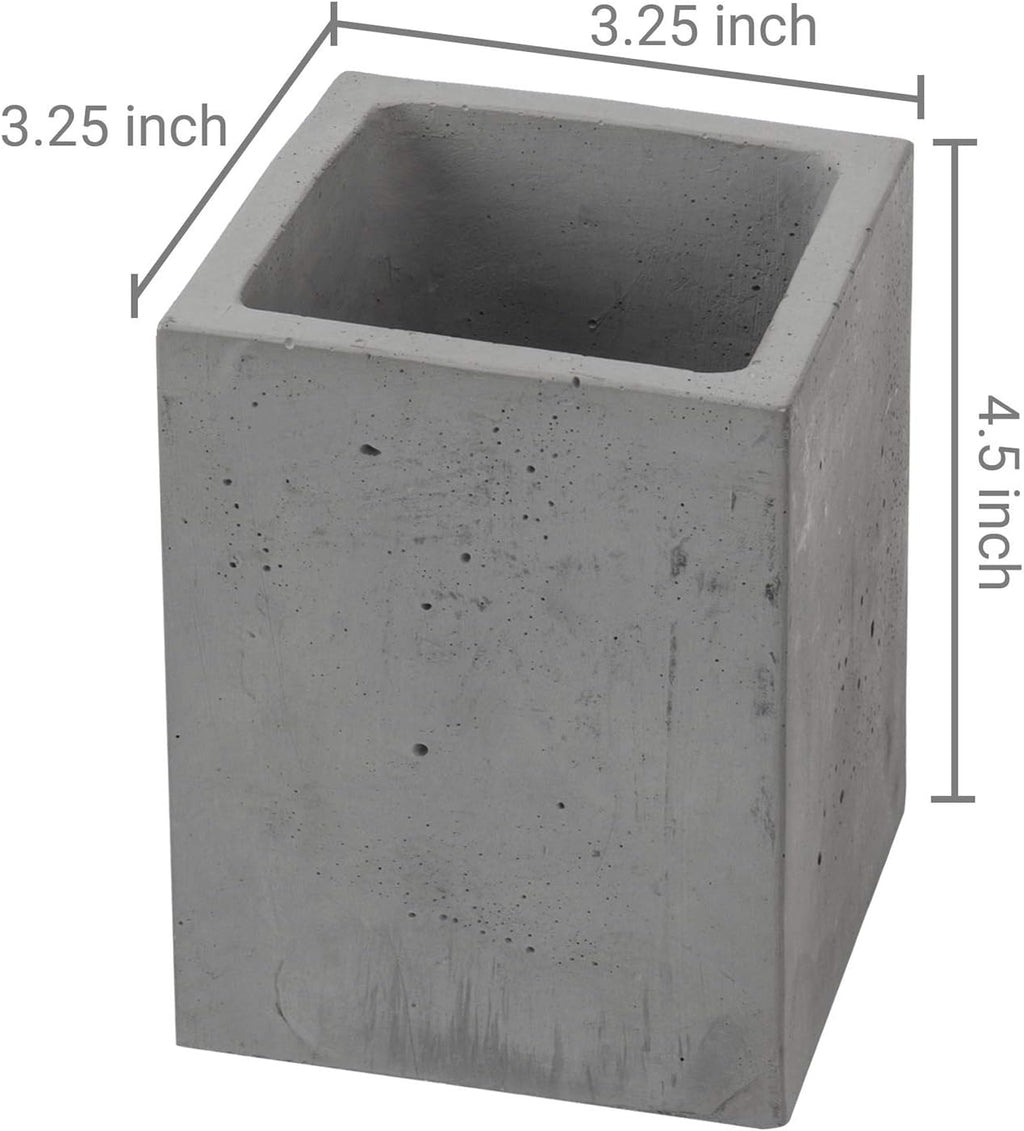 MyGift Pen Holder Pencil Holder For Desk,Pen Cup Holder For Desk,Concrete Desktop Pencil Cup,Modern Gray-Tone,Set of 3