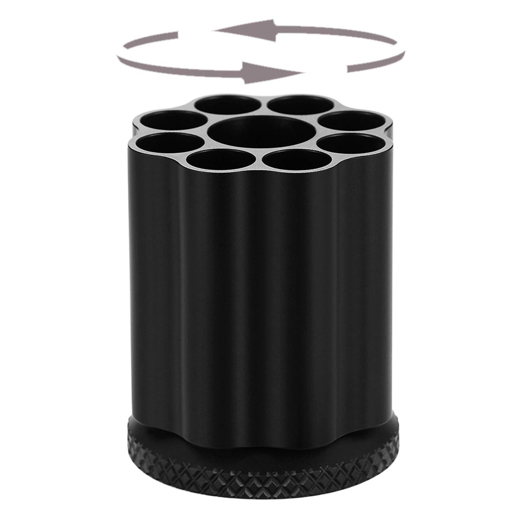 Rotating Revolver Pen Holder, Gun Cylinder Pen Holders, Favorite Pencil Holder and Perfect Stationery Supplies (Black)