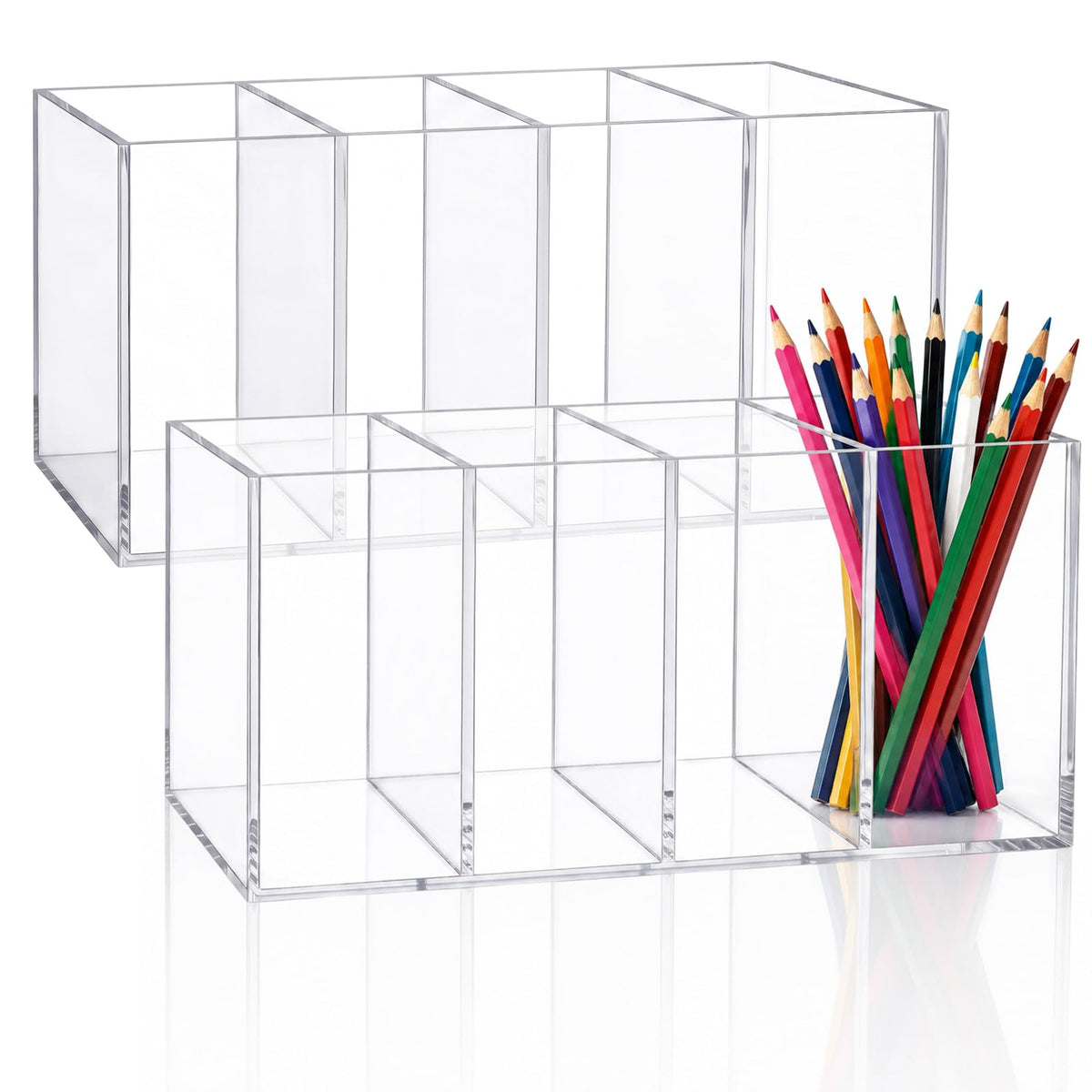 Mototo Acrylic Pen Holder Back to School 4 Compartments Pencil Organizer
