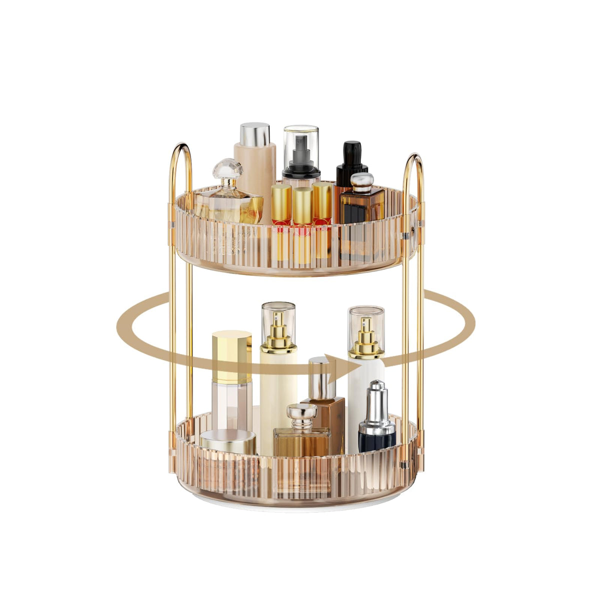 MOKANI 360 Rotating Makeup Organizer for Vanity, 3 Tier Perfume Organizer