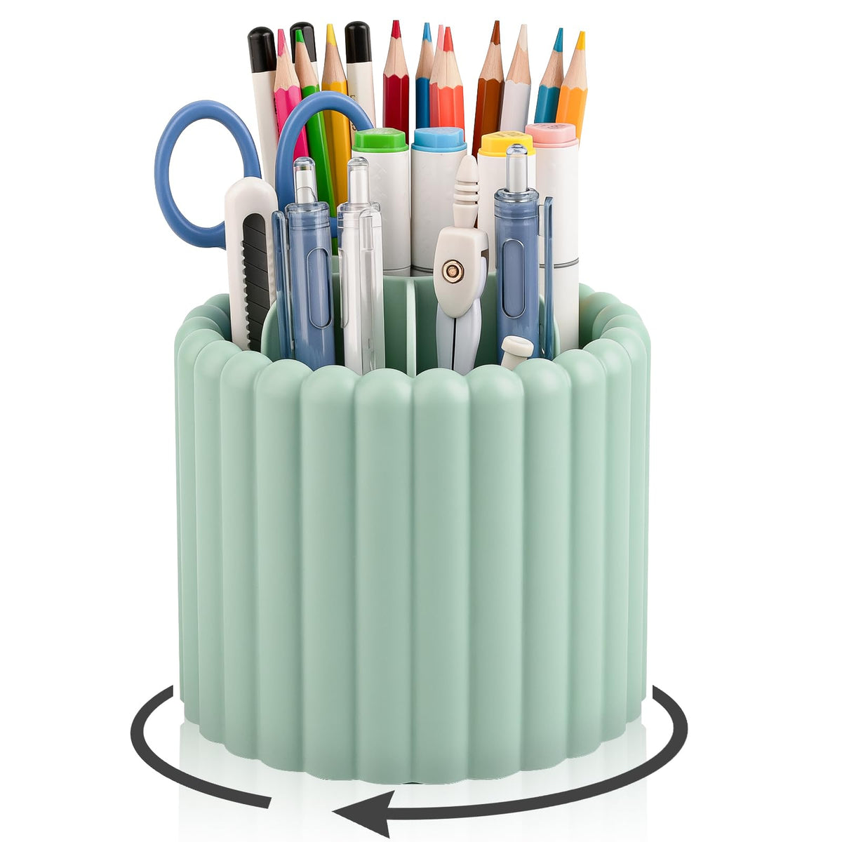 Anyoifax Rotating Pen Holder for Desk Removable Pencil Cup, Small White
