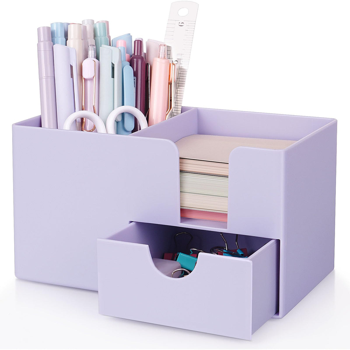 SKYDUE Small Desk Organizer with Sticky Notes Holder,Pen Holder for Desk