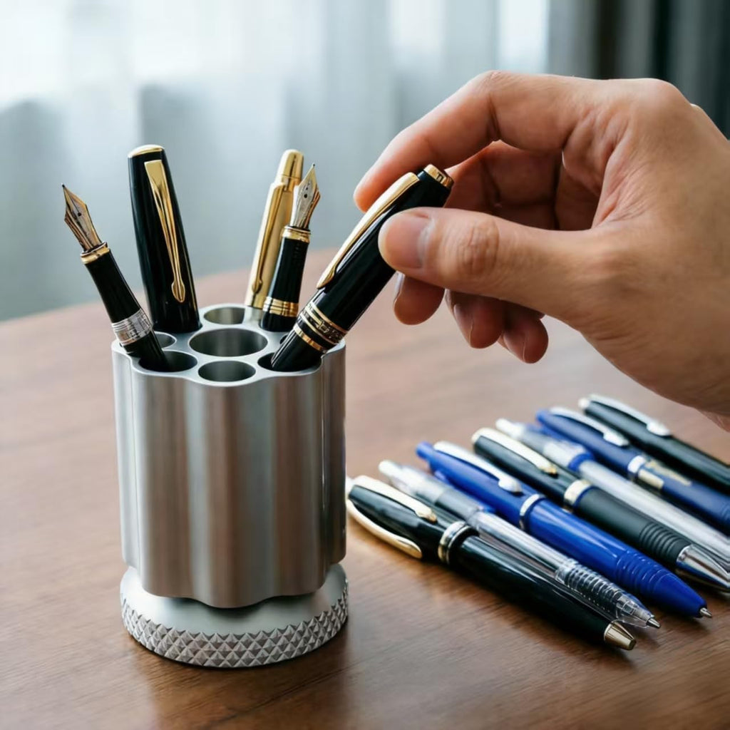 Rotating Revolver Pen Holder, Gun Cylinder Pen Holders, Favorite Pencil Holder and Perfect Stationery Supplies (Black)