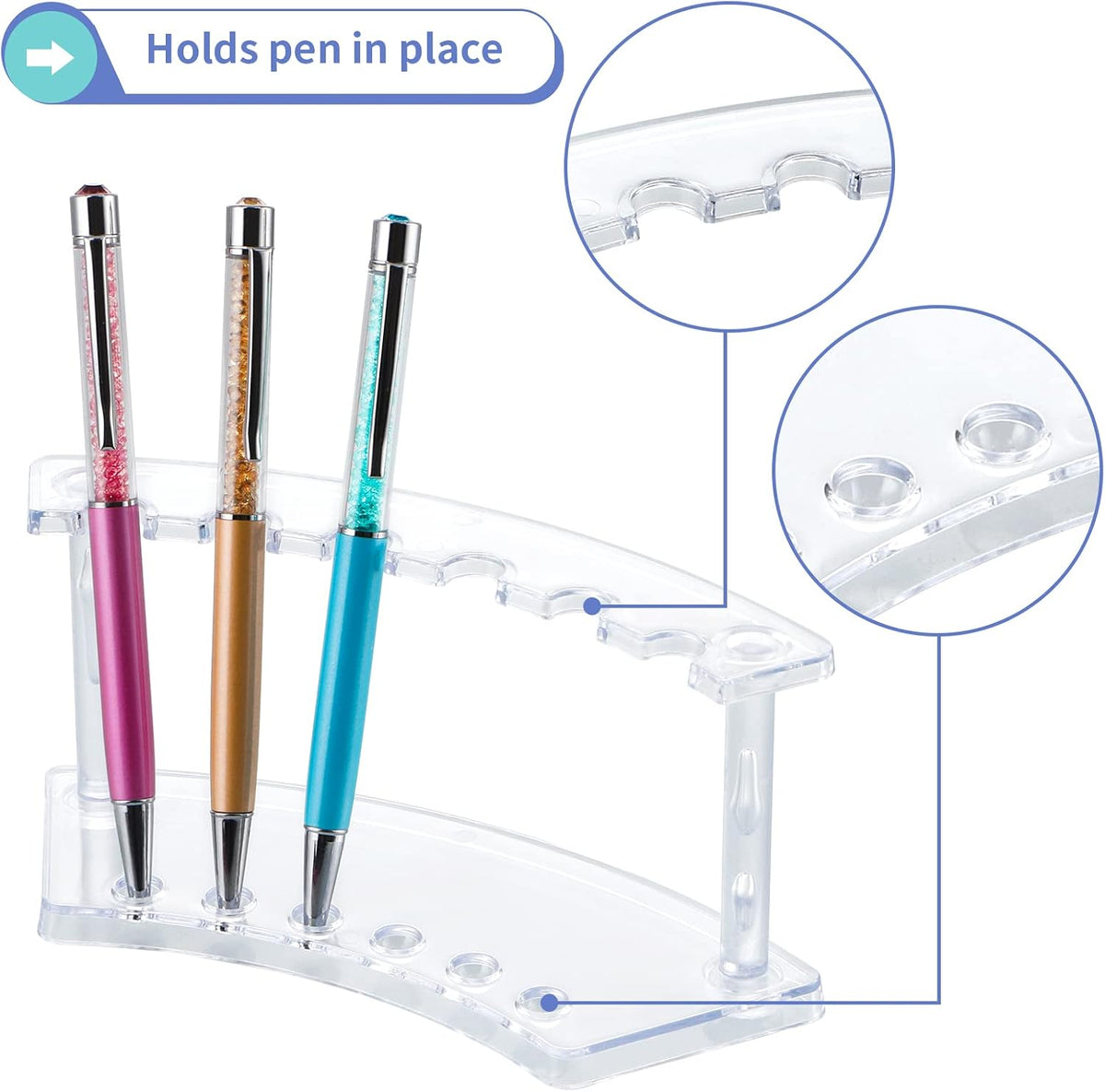 MOLIGOU 6 Pcs Pen Display Stand, 6 Slots Plastic Pen Holder, Clear Pen Display Rack for Craft Shows