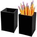 2 Pack Clear Acrylic Pencil Pen Holder Cup,Desk Accessories Holder,Makeup Brush Storage Organizer,Modern Design Desktop Stationery Organizer for Office School Home Supplies,2.6x 2.6x 4 inches