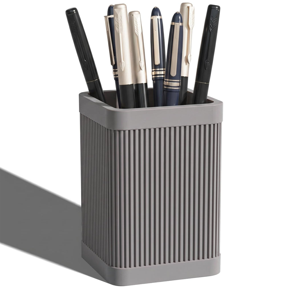 HighHerz Aesthetic Pen Holder For Desk, Modern Silicone Pencil Holder, Stylish Office Desk Decor, Made of 5 mm Thickened Premium Silicone, Office Desk Organizer And Accessories (Black)