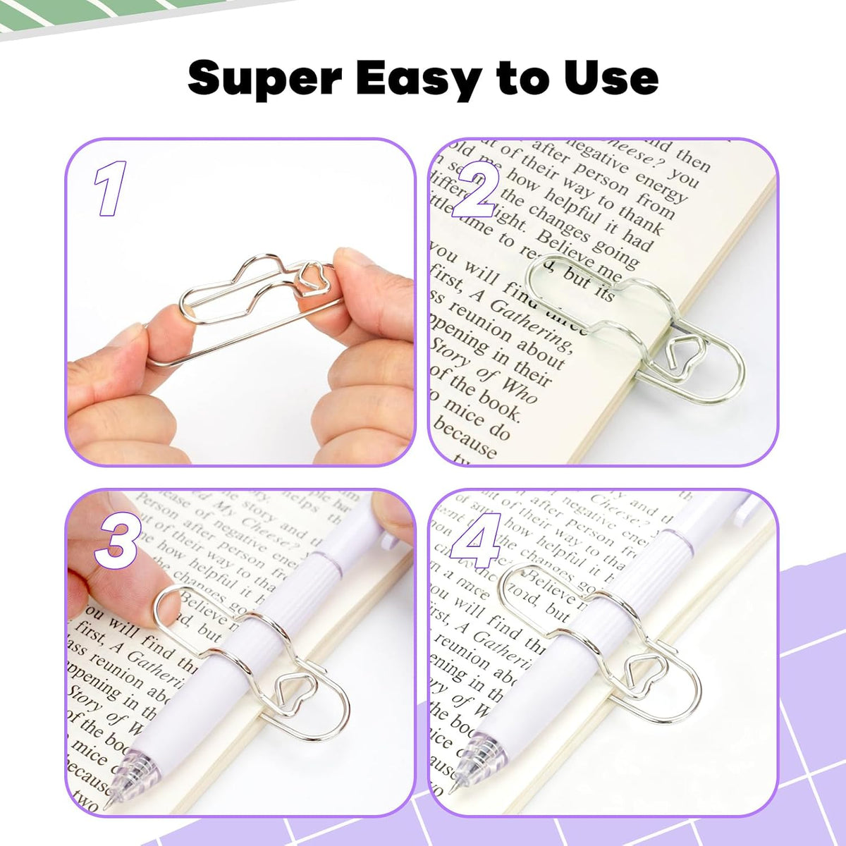 Paper Clip Pen Holder for Notebook, 8pcs Metal Pen Clip for Journal