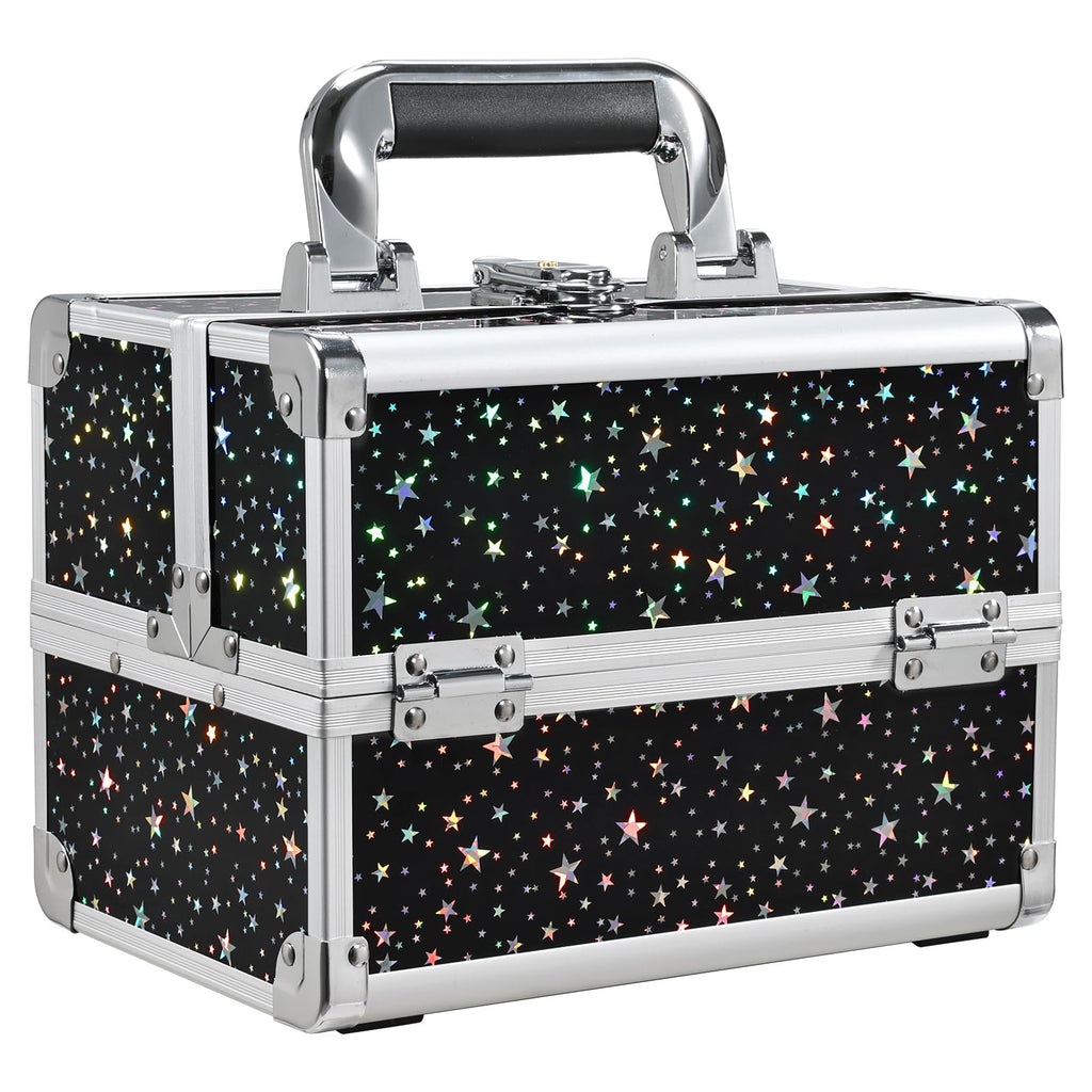 Joligrace Makeup Case Organizer Makeup Box Cosmetic Train Case with Mirror