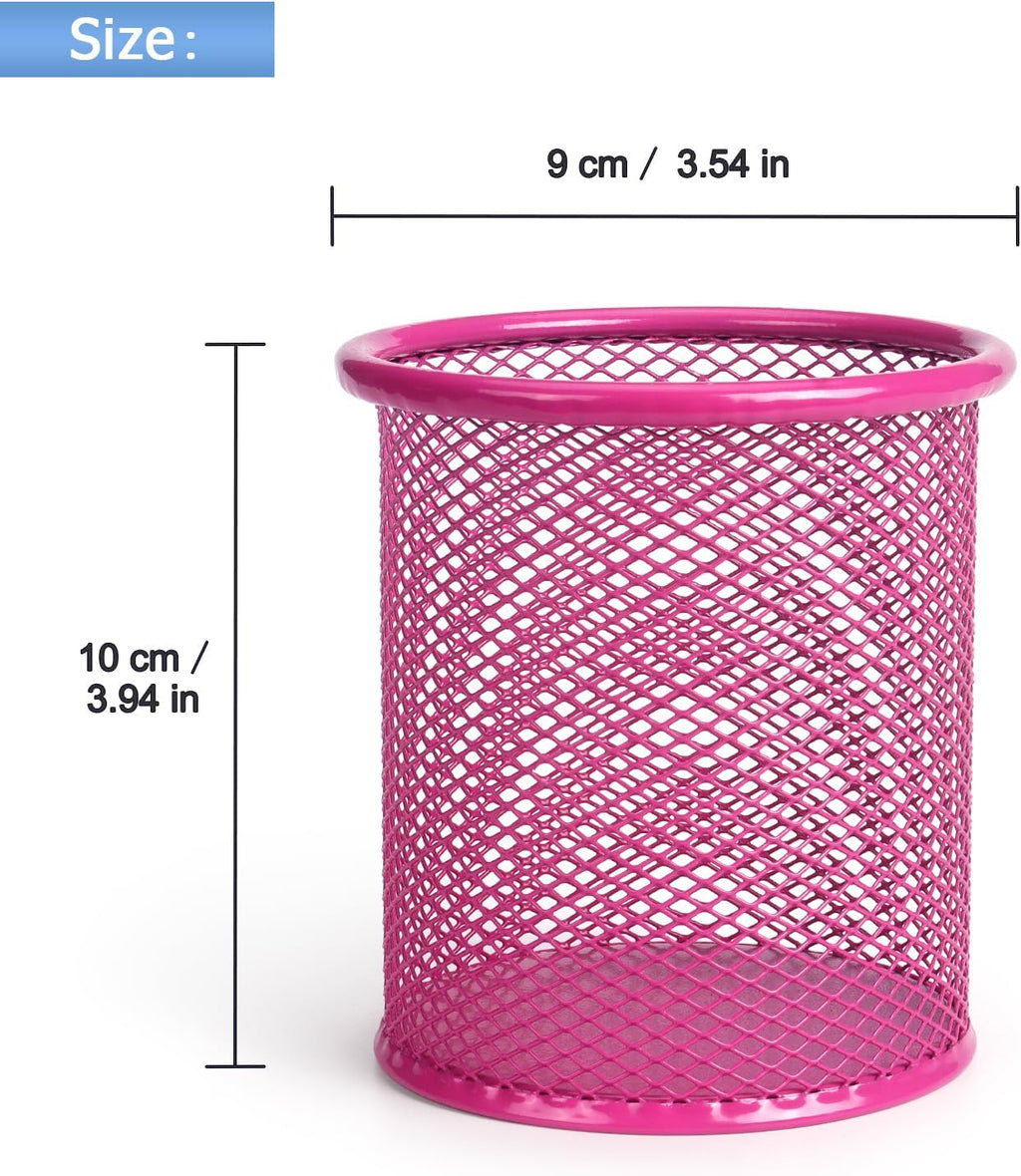 Tamaki Pen Holder Cup for Desk, Wire Mesh Pencil Cup Holder, Pink