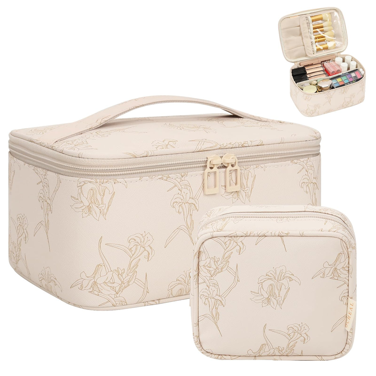 OCHEAL Makeup Bag, Portable Cosmetic Bag Black Make up Case Toiletry Bag