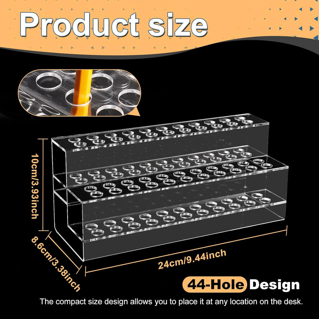 Acrylic Pen Holder, 44-Slots Pen Display Stand Focal Pen Holder Beadable Pen Display Stand Rack Organizer for Home Office Desk School Supplies