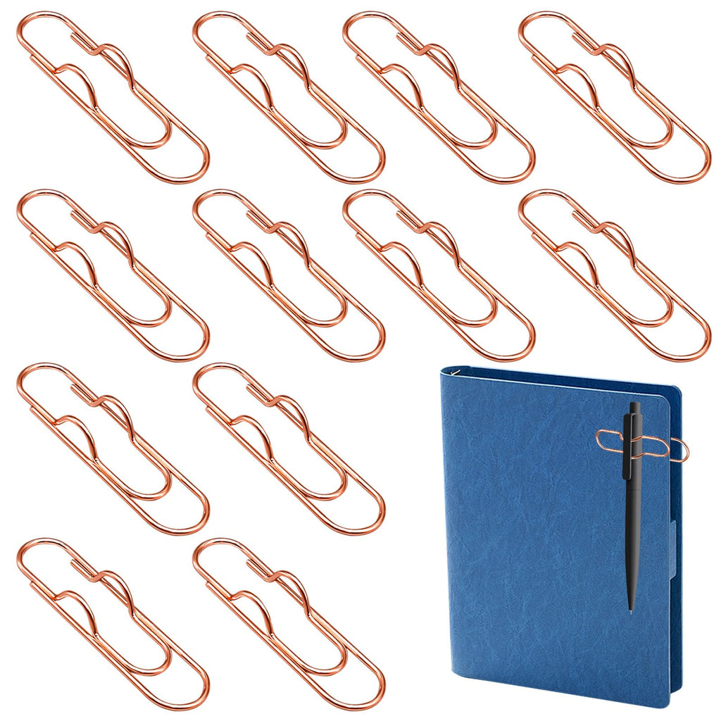 12Pcs Metal Pen Clip for Notebook, Portable Pen Holder Clip Pencil Clip, Multi Function Paper Clip Pen Holder Pen Paper Clip Bookmark Stationery Tool Office Supplies for Notebook Journals, Gold