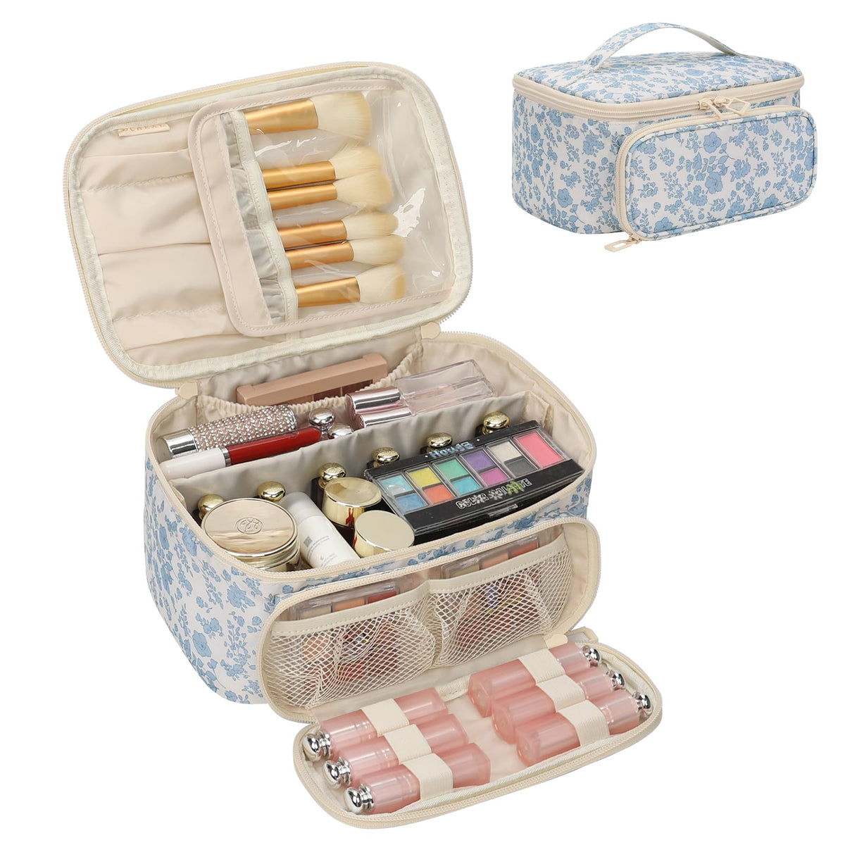 OCHEAL Makeup Bag, Portable Cosmetic Bag Black Make up Case Toiletry Bag