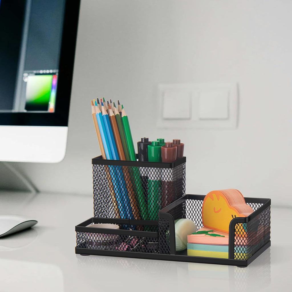 Comix 6 Packs Mesh Pen Holder, Desk Organizer for Home Office, Black