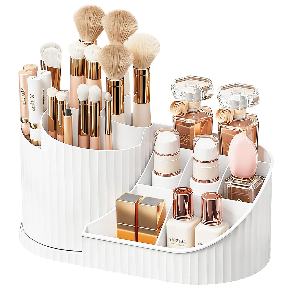 Anyoifax 360 Rotating Makeup Brush Holder Make Up Brushes Organizer, White