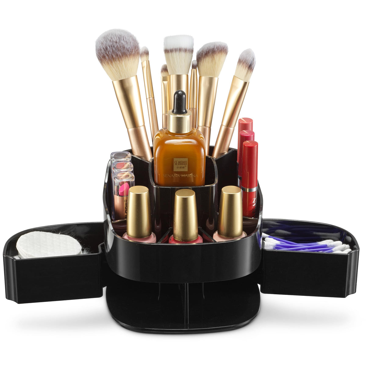 Masirs 360 Rotating Makeup Organizer Countertop, Adjustable Shelf, Clear