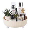 360 Rotating Makeup Perfume Organizer Skincare Tray, Small Ivory White