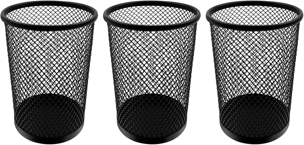 HSYMQ Desk Pencil Pen Holder, Wire Mesh Pen Cup Holder for Desk Organizer and Office Desk Accessories (3 Pack)
