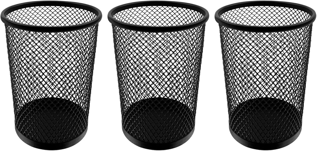 HSYMQ Desk Pencil Pen Holder, Wire Mesh Pen Cup Holder for Desk Organizer and Office Desk Accessories (3 Pack)