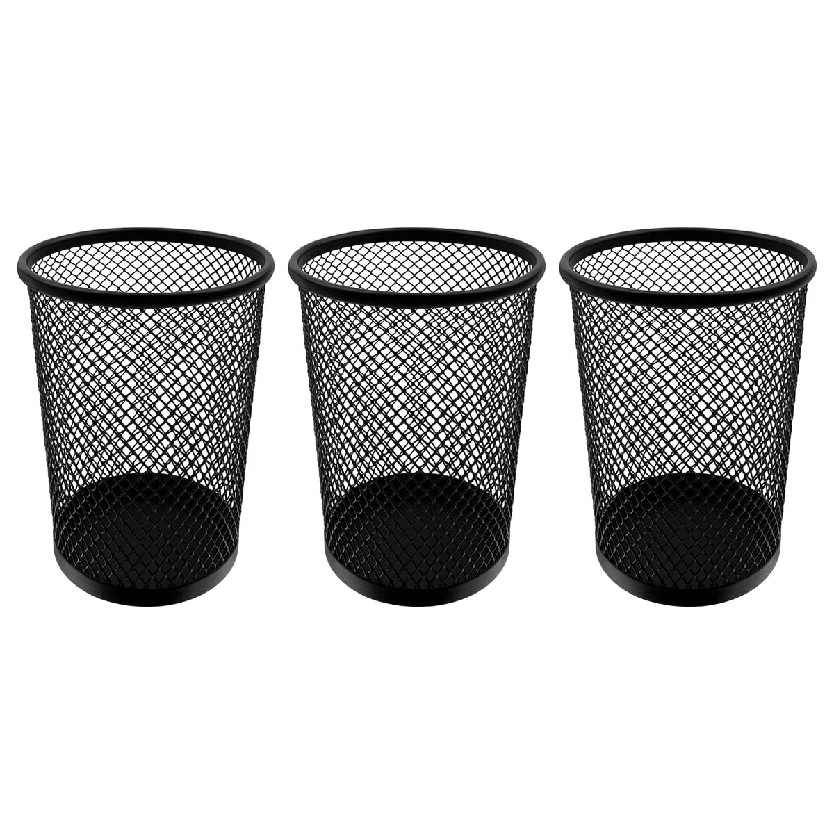 HSYMQ Desk Pencil Pen Holder, Wire Mesh Pen Cup Holder for Desk Organizer and Office Desk Accessories (3 Pack)