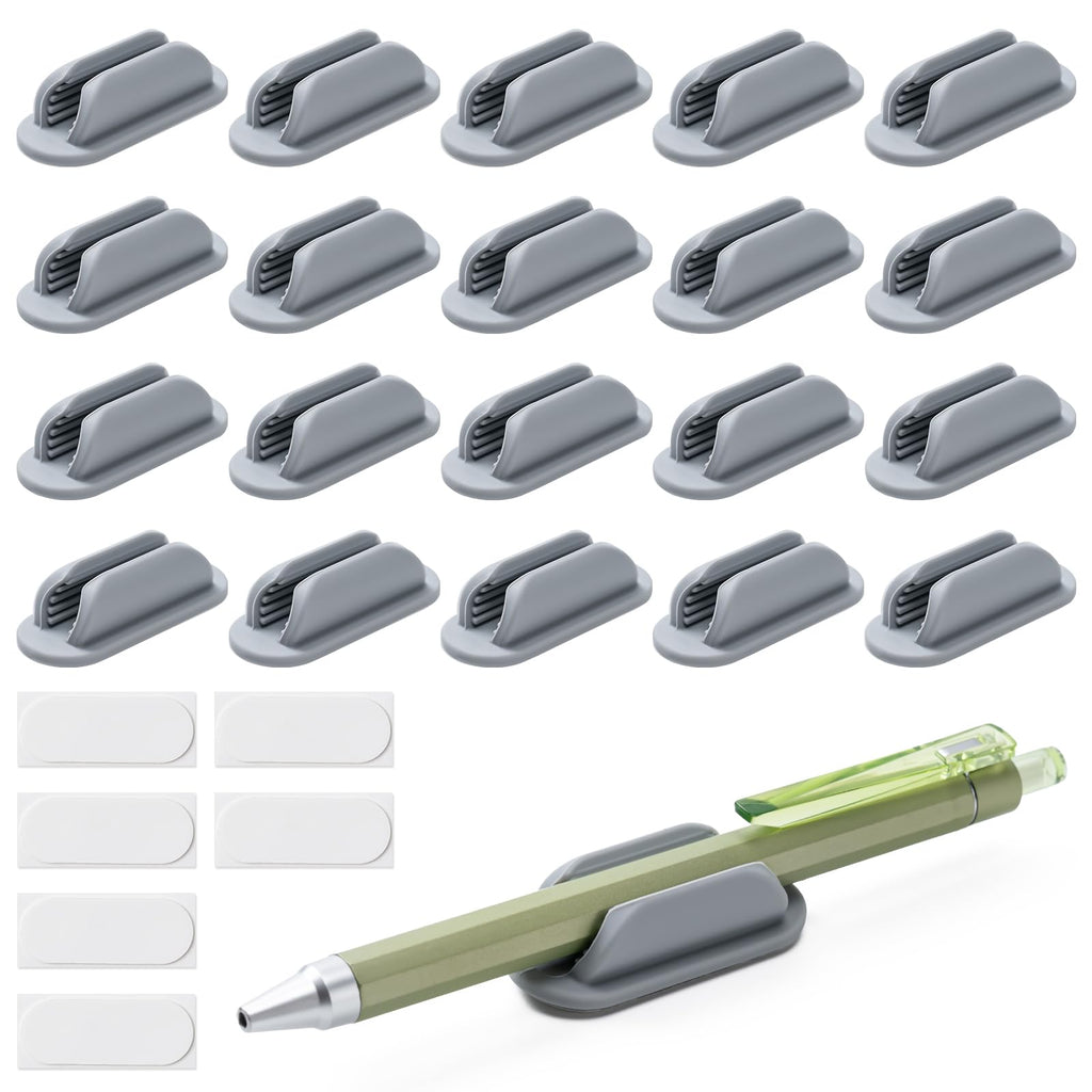 20 Pack Adhesive Pencil Holders for Desk,Silicone Flexible Pen Holder for Wall, Office, School,Home,Classroom Must Haves,Teacher Supplies Accessories,Desk Organizer,Art Supply,Small Gift ﻿