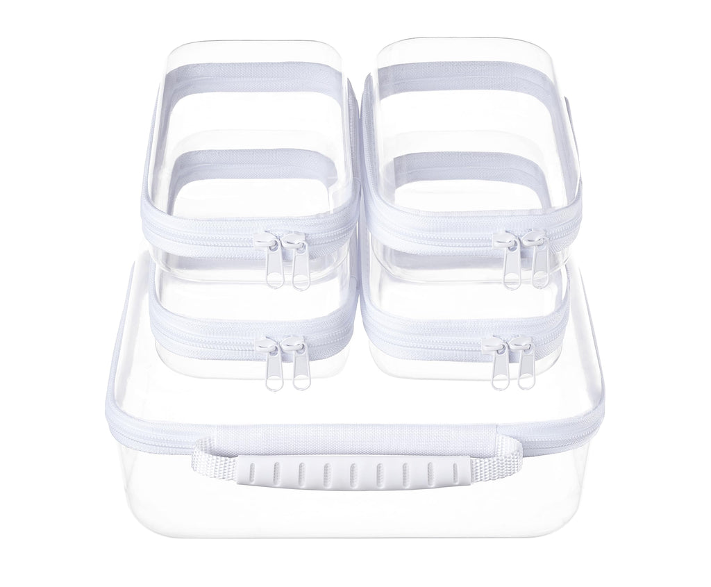 4 pcs Clear Zipper Pouches,Hard Shell Zipper Case