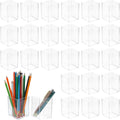 24 Pack Clear Acrylic Pen Holders – Multipurpose Desktop Organizer for Pencils, Makeup Brushes, Stationery & Office Supplies (2.6” x 2.6” x 3.6”)