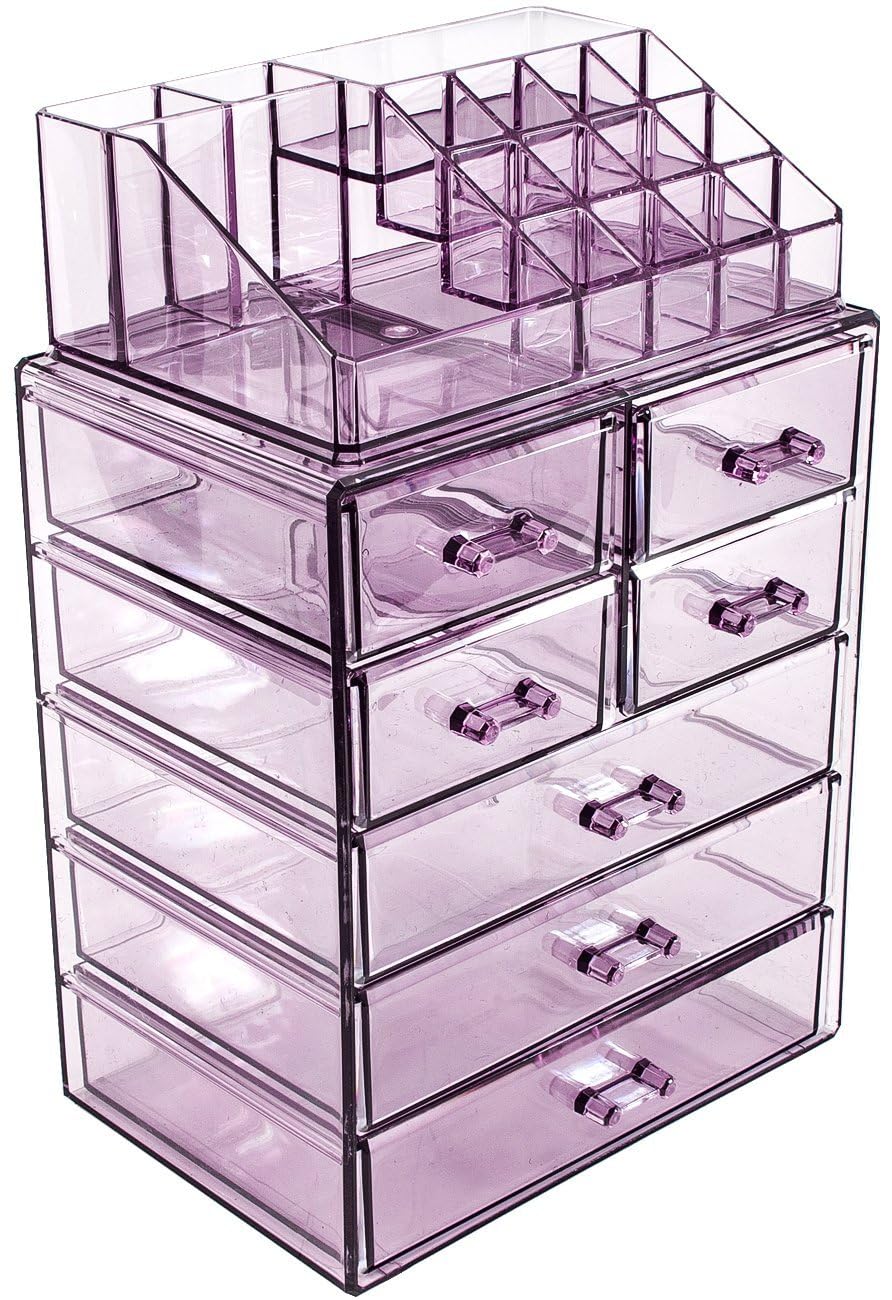 Sorbus Makeup Organizer, 7-Drawer Acrylic 2-Piece Set (Bronze Glow)
