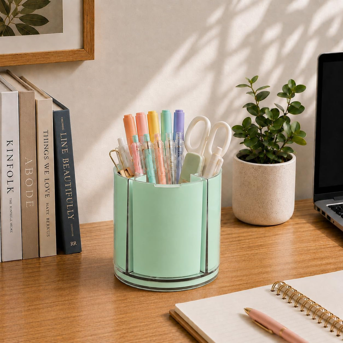 360° Rotating Pen Holder for Desk Adjustable Pencil Organizer, Green