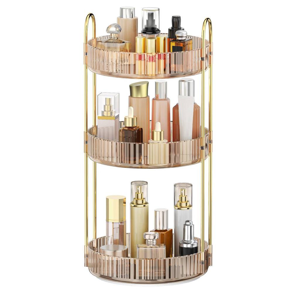 MOKANI 360 Rotating Makeup Organizer for Vanity, 3 Tier Perfume Organizer