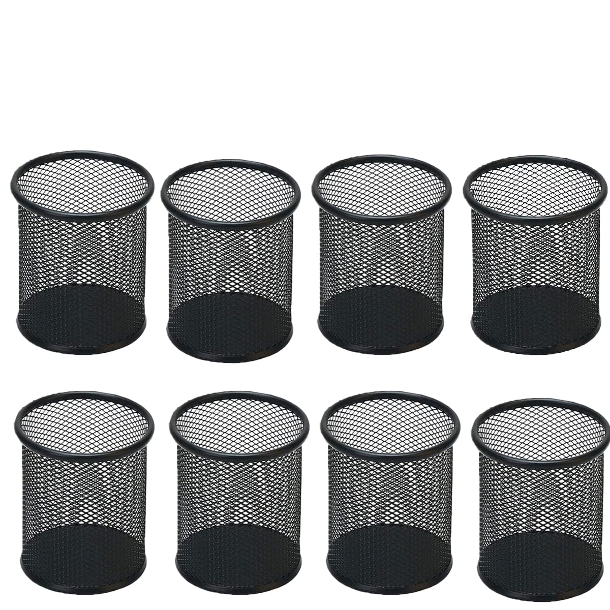 Pen Holder Pencil Holder Mesh Metal Pen Cup Holder Pencil Cup Holder for Desk Office Home Pen Organizer Black, 6 Pack
