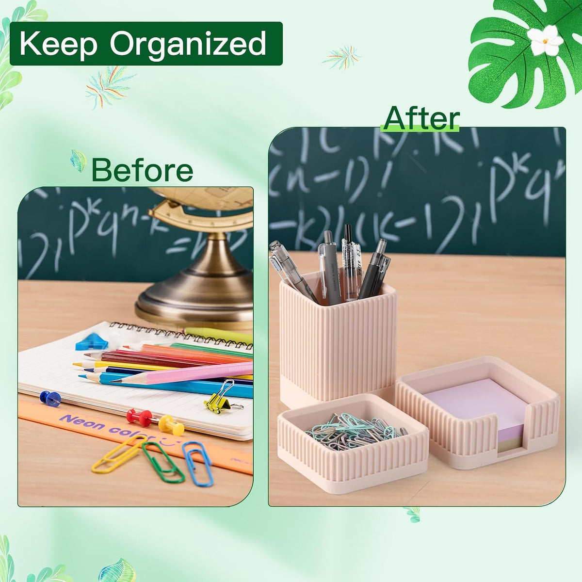 Aesthetic Desk Organizer Set,3-Piece Sturdy Plastic Office Accessories