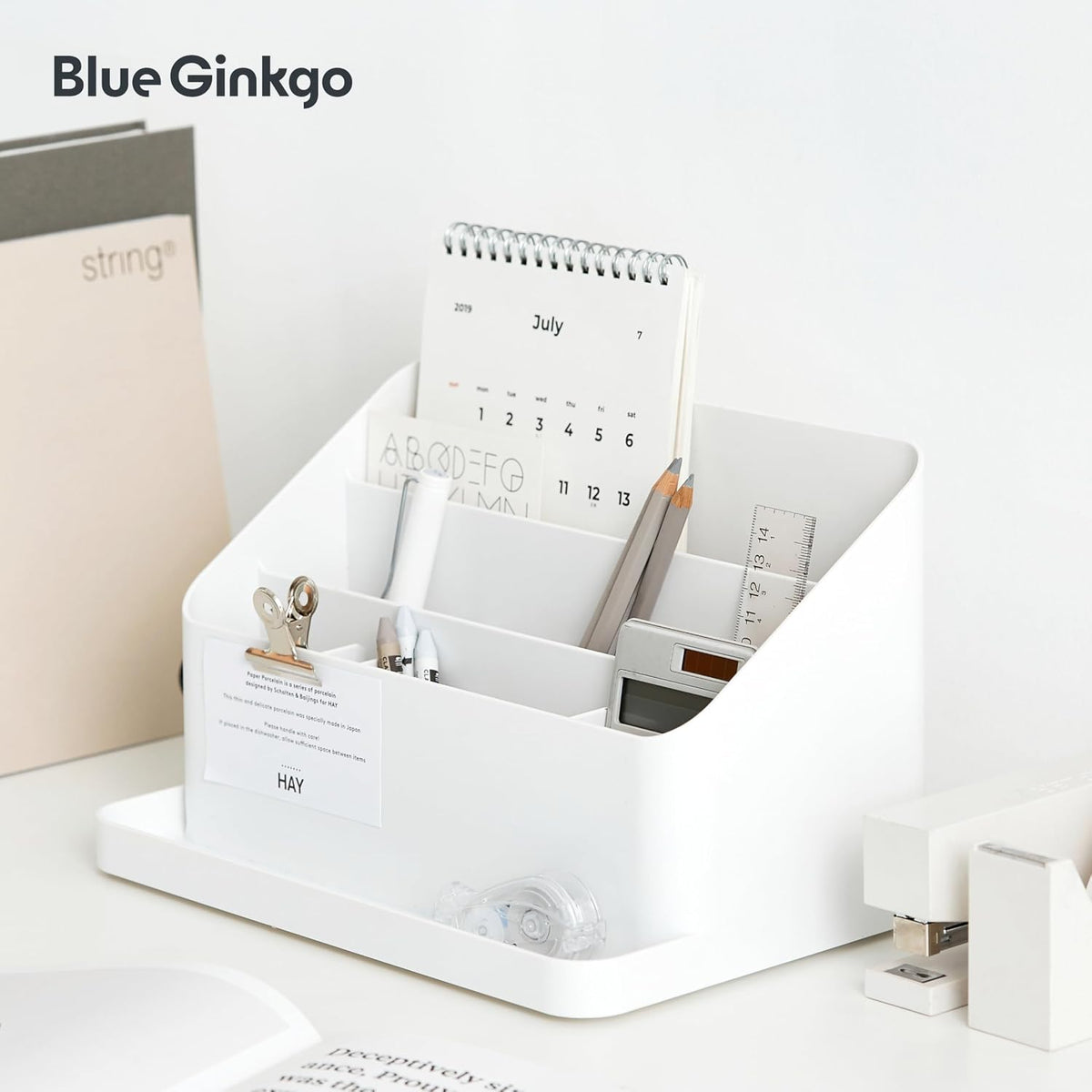 BLUE GINKGO Desk Organizer, Office Supplies, White, Made in Korea