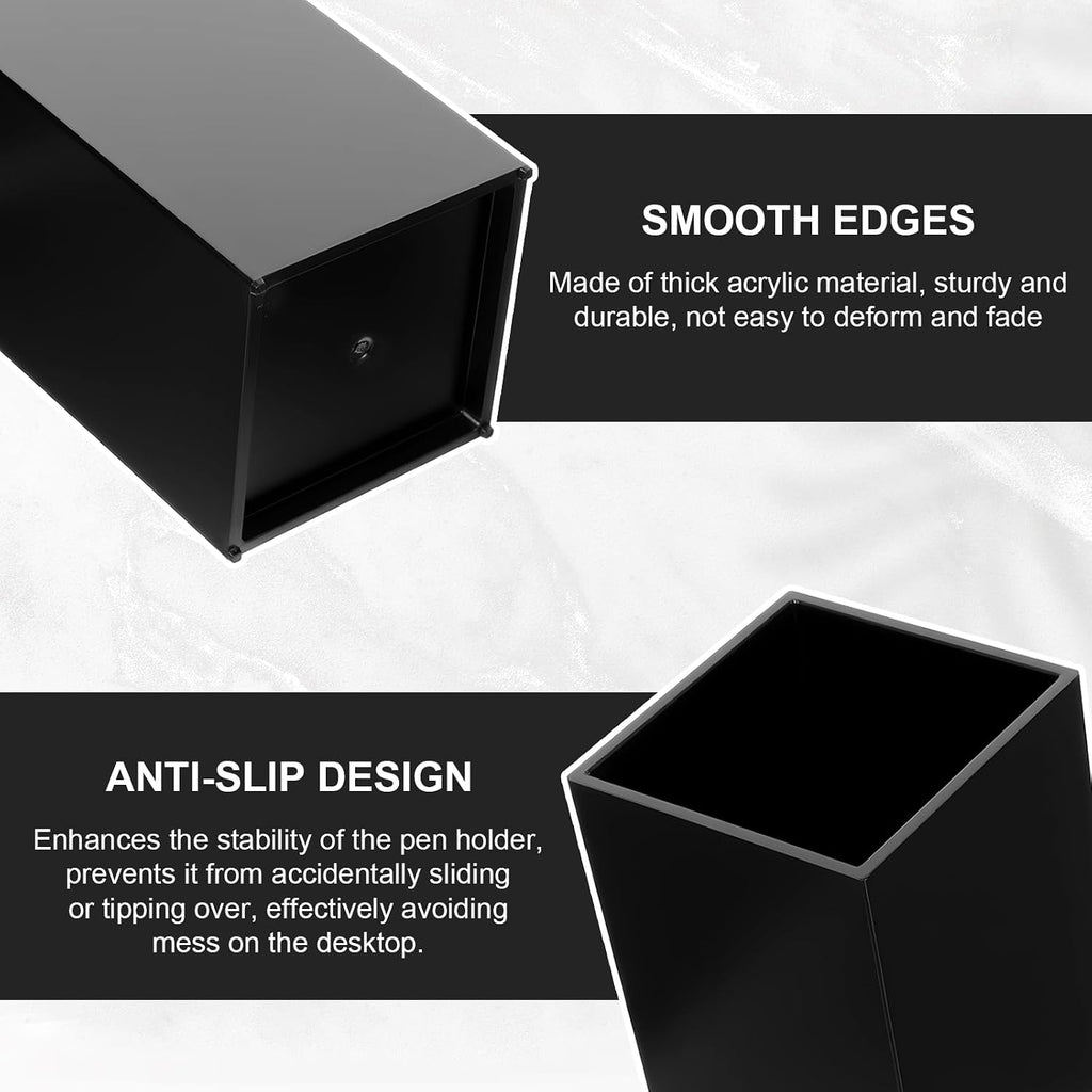 10 Pack Black Acrylic Pen Holder, Desktop Pencil Organizer Makeup Brush Holder Acrylic Pencil Cup Stationery Storage for Desk Office Pen Organizer