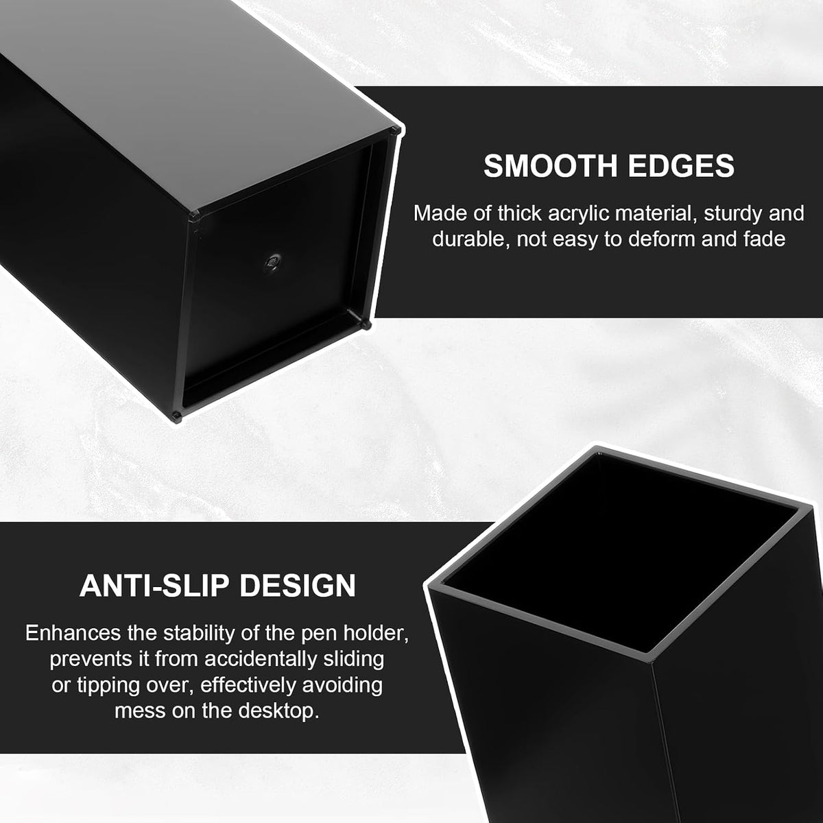 10 Pack Black Acrylic Pen Holder, Desktop Pencil Organizer Makeup Brush Holder Acrylic Pencil Cup Stationery Storage for Desk Office Pen Organizer