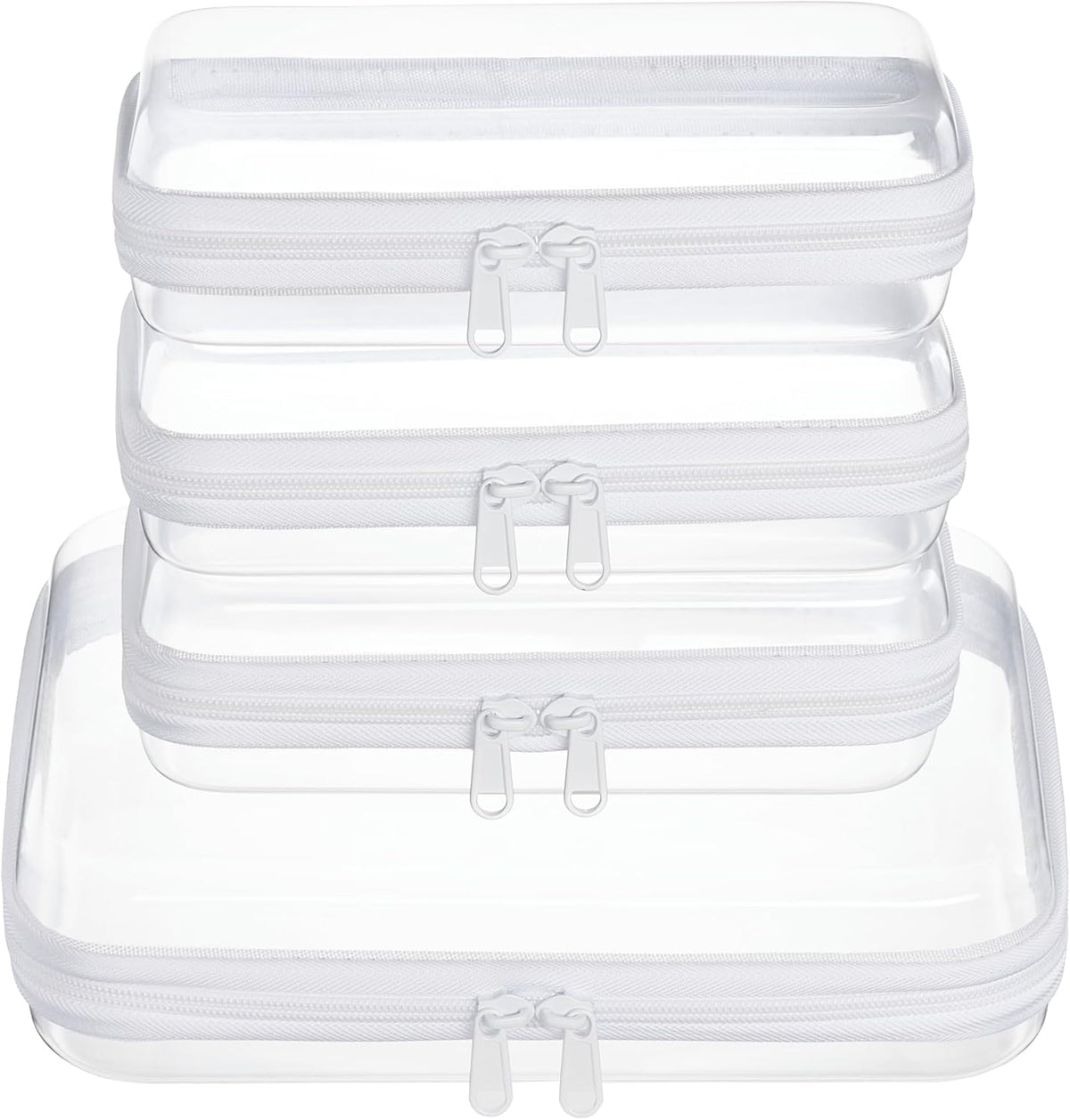 4 pcs Clear Zipper Pouches,Hard Shell Zipper Case