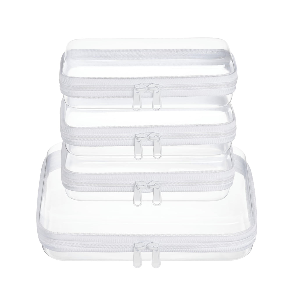 4 pcs Clear Zipper Pouches,Hard Shell Zipper Case