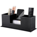 KINGFOM™ Double Holder Leather Multi-Function Desk Stationery Organizer Pen Pencil Holder Black