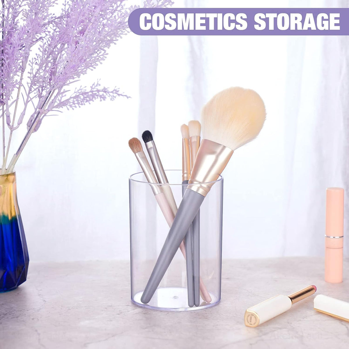 3 Pcs Stylish Clear Acrylic Desk Organizer Pen and Pencil Holders