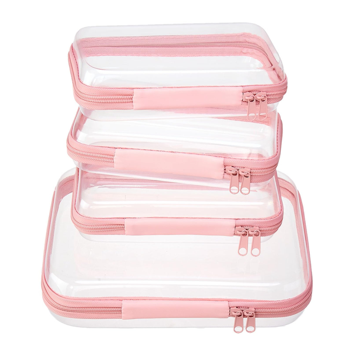 4 pcs Clear Zipper Pouches,Hard Shell Zipper Case