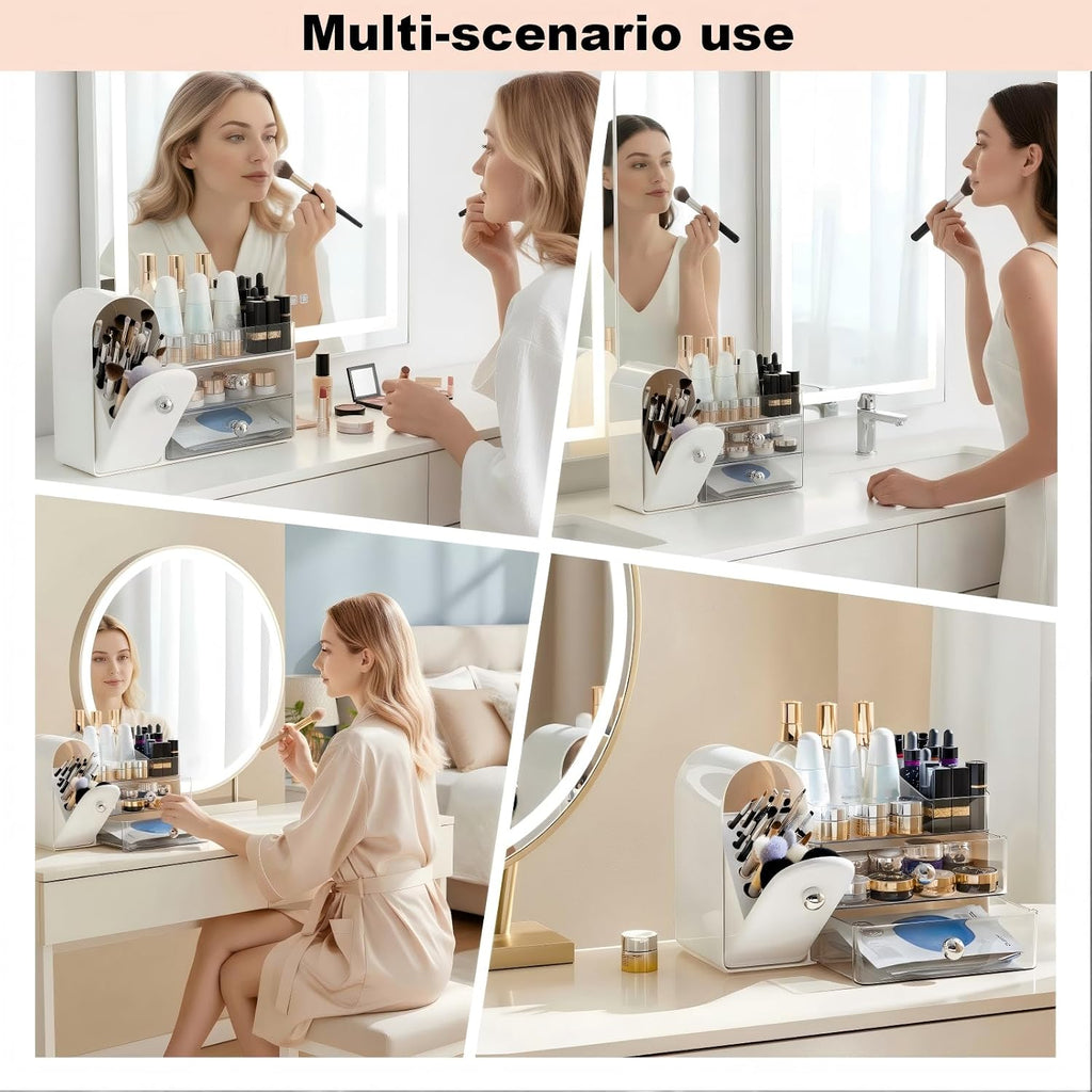 Makeup Organizer for Vanity with Brush Holder,Skincare Organizer