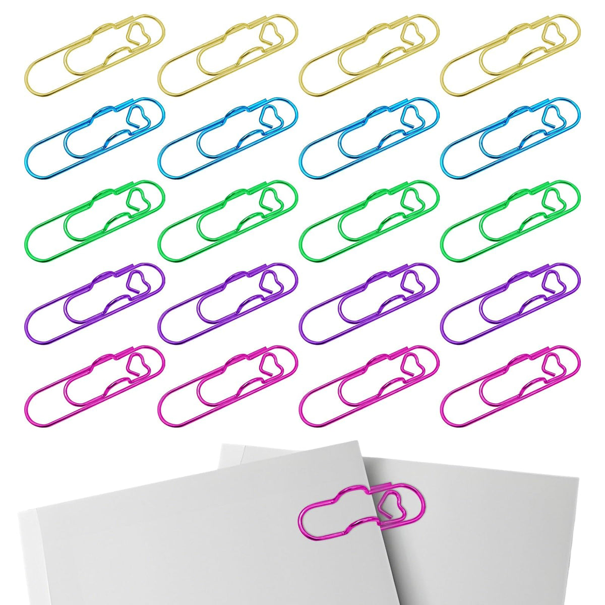 12Pcs Metal Pen Clip for Notebook, Portable Pen Holder Clip Pencil Clip, Multi Function Paper Clip Pen Holder Pen Paper Clip Bookmark Stationery Tool Office Supplies for Notebook Journals, Gold
